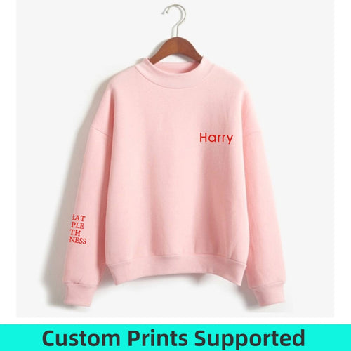 LUCKYFRIDAYF Harry Styles Treat People With Kindness Print Sweatshirts Women Turtleneck Long Sleeve Fashion Sweatshirts Custom