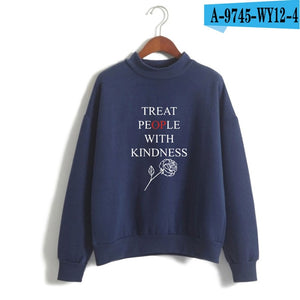 LUCKYFRIDAYF Harry Styles Treat People With Kindness Print Sweatshirts Women Turtleneck Long Sleeve Fashion Sweatshirts Custom