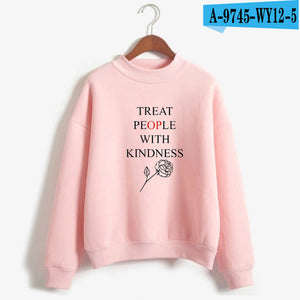 LUCKYFRIDAYF Harry Styles Treat People With Kindness Print Sweatshirts Women Turtleneck Long Sleeve Fashion Sweatshirts Custom
