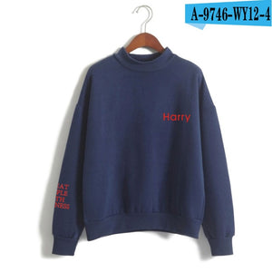 LUCKYFRIDAYF Harry Styles Treat People With Kindness Print Sweatshirts Women Turtleneck Long Sleeve Fashion Sweatshirts Custom
