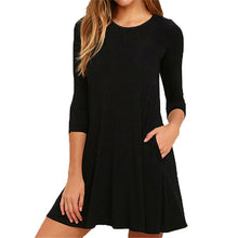 Load image into Gallery viewer, Topjini Plus Size Women Dress 2019 Autumn Wineter Three Quarter Sleeve O-Neck Loose 6XL 5XL XXXXL Casual Dresses with pocket
