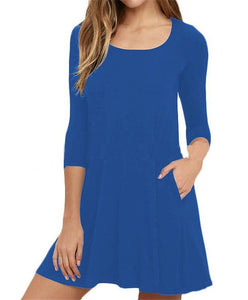 Topjini Plus Size Women Dress 2019 Autumn Wineter Three Quarter Sleeve O-Neck Loose 6XL 5XL XXXXL Casual Dresses with pocket
