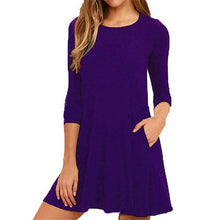 Load image into Gallery viewer, Topjini Plus Size Women Dress 2019 Autumn Wineter Three Quarter Sleeve O-Neck Loose 6XL 5XL XXXXL Casual Dresses with pocket