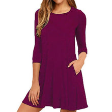 Load image into Gallery viewer, Topjini Plus Size Women Dress 2019 Autumn Wineter Three Quarter Sleeve O-Neck Loose 6XL 5XL XXXXL Casual Dresses with pocket