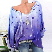 Load image into Gallery viewer, Summer Women Clothing 2019 Stars Print Chiffon Blouse Casual Long-sleeved Shirt Blusas Women Loose Plus Size Tunic