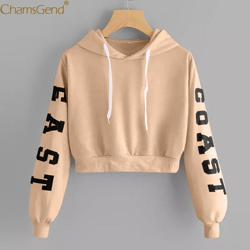 Teenager Girls Long Sleeve Hoodie Sweatshirt Crop Top Letter Print Blouse Shirts Red Khaki Yellow Woman Cropped Sweatshirts 908