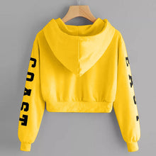 Load image into Gallery viewer, Teenager Girls Long Sleeve Hoodie Sweatshirt Crop Top Letter Print Blouse Shirts Red Khaki Yellow Woman Cropped Sweatshirts 908
