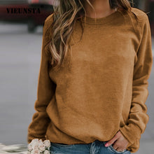 Load image into Gallery viewer, VIEUNSTA 5XL Solid Color Round Neck Women Hoodies Autumn Winter Sweatshirt 2019 Plus Size Long Sleeve Casual Tops Femme Pullover