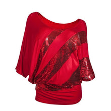 Load image into Gallery viewer, Shiny Sequined 2019 Fashion Women Shirt Summer Festival Plus Size Xxl womens tops and blouses Casual Short Sleeve blouse femme
