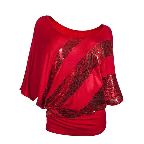 Shiny Sequined 2019 Fashion Women Shirt Summer Festival Plus Size Xxl womens tops and blouses Casual Short Sleeve blouse femme