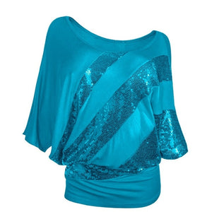 Shiny Sequined 2019 Fashion Women Shirt Summer Festival Plus Size Xxl womens tops and blouses Casual Short Sleeve blouse femme