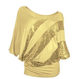 Shiny Sequined 2019 Fashion Women Shirt Summer Festival Plus Size Xxl womens tops and blouses Casual Short Sleeve blouse femme