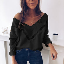 Load image into Gallery viewer, 2019 Sexy Low Cut Lace Patchwork White Long Sleve Women Blouse Sexy Tops and Blouse Fall Tops Women