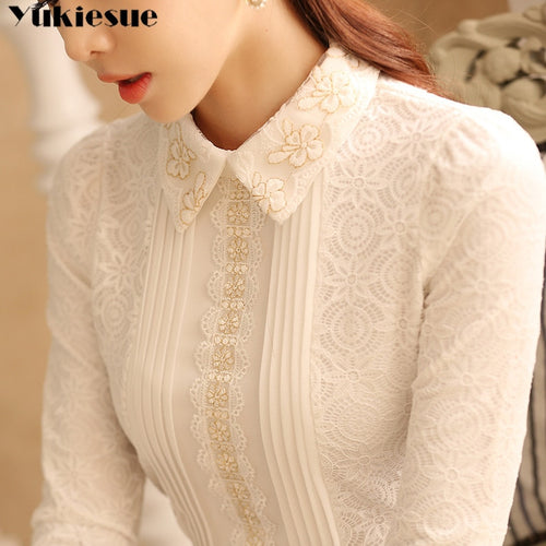 plus size women tops white lace blouse shirt womens tops and blouses long sleeve thick warm winter women shirts elegant blusas