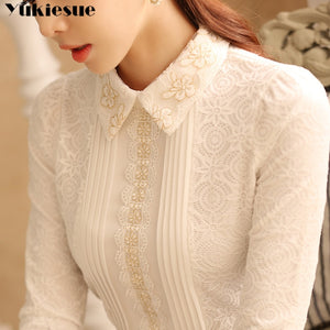 plus size women tops white lace blouse shirt womens tops and blouses long sleeve thick warm winter women shirts elegant blusas