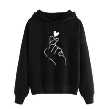 Load image into Gallery viewer, Casual Cute Finger Heart Print Women Hoodies Loose Daily Basic Sweatshirt
