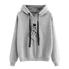 Load image into Gallery viewer, Casual Cute Finger Heart Print Women Hoodies Loose Daily Basic Sweatshirt