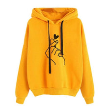 Load image into Gallery viewer, Casual Cute Finger Heart Print Women Hoodies Loose Daily Basic Sweatshirt
