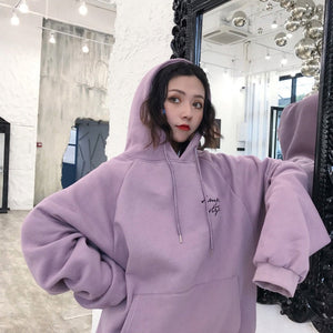 Autumn Oversize Hoody Women Hooded Elegant Trendy Solid Pullovers Hoodies Student Letter Print Long Sleeve Streetwear Sweatshirt