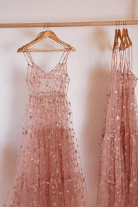 Womens Lace Mesh Spaghetti Straps See Through Cover Sexy See Through Baggy Ladies Stars Beach Bling Bling Long Dress