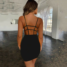 Load image into Gallery viewer, Fashion women bandage bodycon square collar sleeveless strap dress ladies evening club party short mini dress