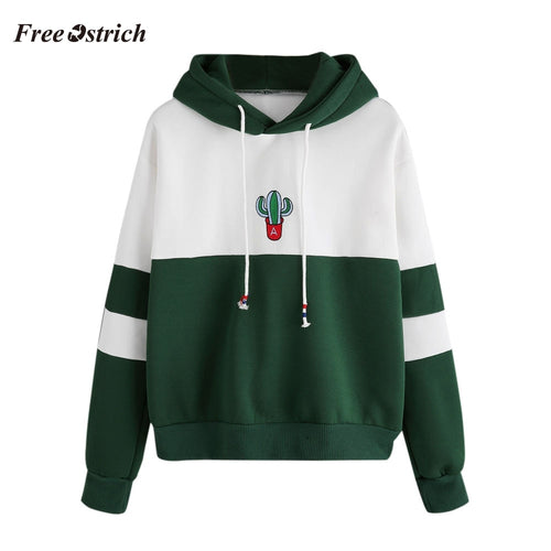 Free Ostrich women hoodies winter sweatshirts Long Sleeve Cactus Print Hoodie Sweatshirt Hooded Pullover Tops #O