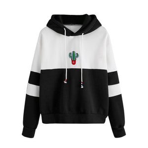 Free Ostrich women hoodies winter sweatshirts Long Sleeve Cactus Print Hoodie Sweatshirt Hooded Pullover Tops #O