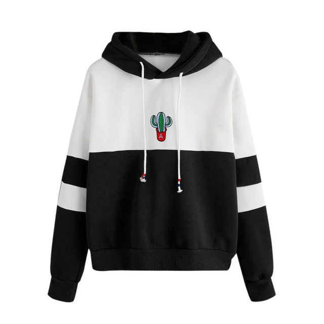 Free Ostrich women hoodies winter sweatshirts Long Sleeve Cactus Print Hoodie Sweatshirt Hooded Pullover Tops #O