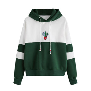 Free Ostrich women hoodies winter sweatshirts Long Sleeve Cactus Print Hoodie Sweatshirt Hooded Pullover Tops #O