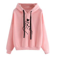 Load image into Gallery viewer, Oversize Heart Print Hooded Pullover Long Sleeve Solid Color Hooded Sweatshirt Oversized Hoodie Casual Loose Cotton Hoodies