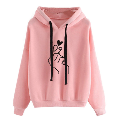 Oversize Heart Print Hooded Pullover Long Sleeve Solid Color Hooded Sweatshirt Oversized Hoodie Casual Loose Cotton Hoodies