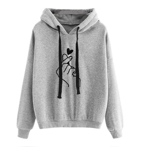 Oversize Heart Print Hooded Pullover Long Sleeve Solid Color Hooded Sweatshirt Oversized Hoodie Casual Loose Cotton Hoodies