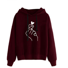 Load image into Gallery viewer, Oversize Heart Print Hooded Pullover Long Sleeve Solid Color Hooded Sweatshirt Oversized Hoodie Casual Loose Cotton Hoodies