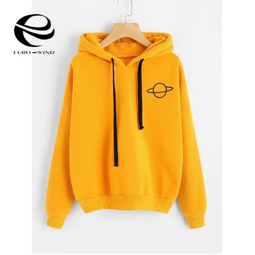 Plus Size Women Hoodies Print Casual Solid Loose Drawstring Sweatshirt Fashion Long Sleeve Hooded 2019 Autumn Female Pullover