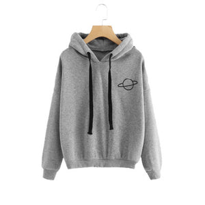 Plus Size Women Hoodies Print Casual Solid Loose Drawstring Sweatshirt Fashion Long Sleeve Hooded 2019 Autumn Female Pullover