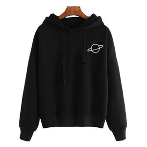 Plus Size Women Hoodies Print Casual Solid Loose Drawstring Sweatshirt Fashion Long Sleeve Hooded 2019 Autumn Female Pullover