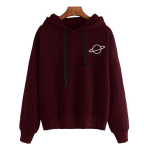 Plus Size Women Hoodies Print Casual Solid Loose Drawstring Sweatshirt Fashion Long Sleeve Hooded 2019 Autumn Female Pullover