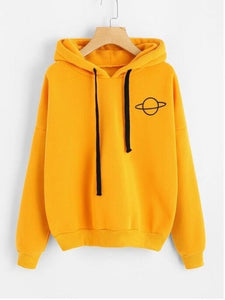 Plus Size Women Hoodies Print Casual Solid Loose Drawstring Sweatshirt Fashion Long Sleeve Hooded 2019 Autumn Female Pullover